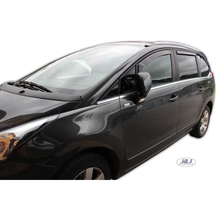 Air Deflectors - J&J AUTOMOTIVE - Peugeot 5008 - Smoked - Reinforced Acrylic - Easy Installation