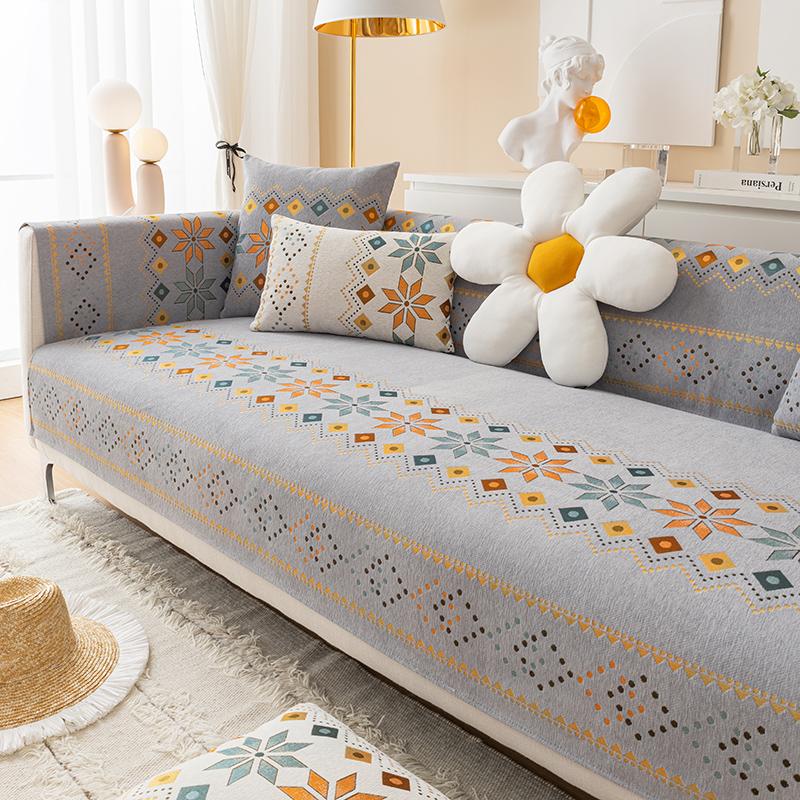 Bohemia Sofa Cushion Chenille Non-slip Cushion Living Room Sofa Cover Towel All Season Dust-proof Sofa Seat Cover Furniture Case