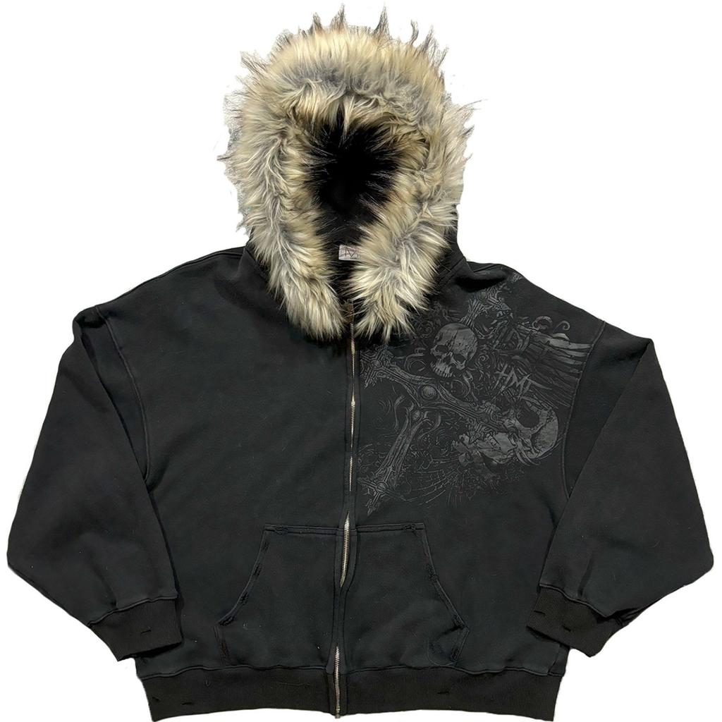 DRIPX Fluffy Hat Hoodie Solid Color Casual Long Sleeve Hoodie Retro Coat Street Trend Y2k