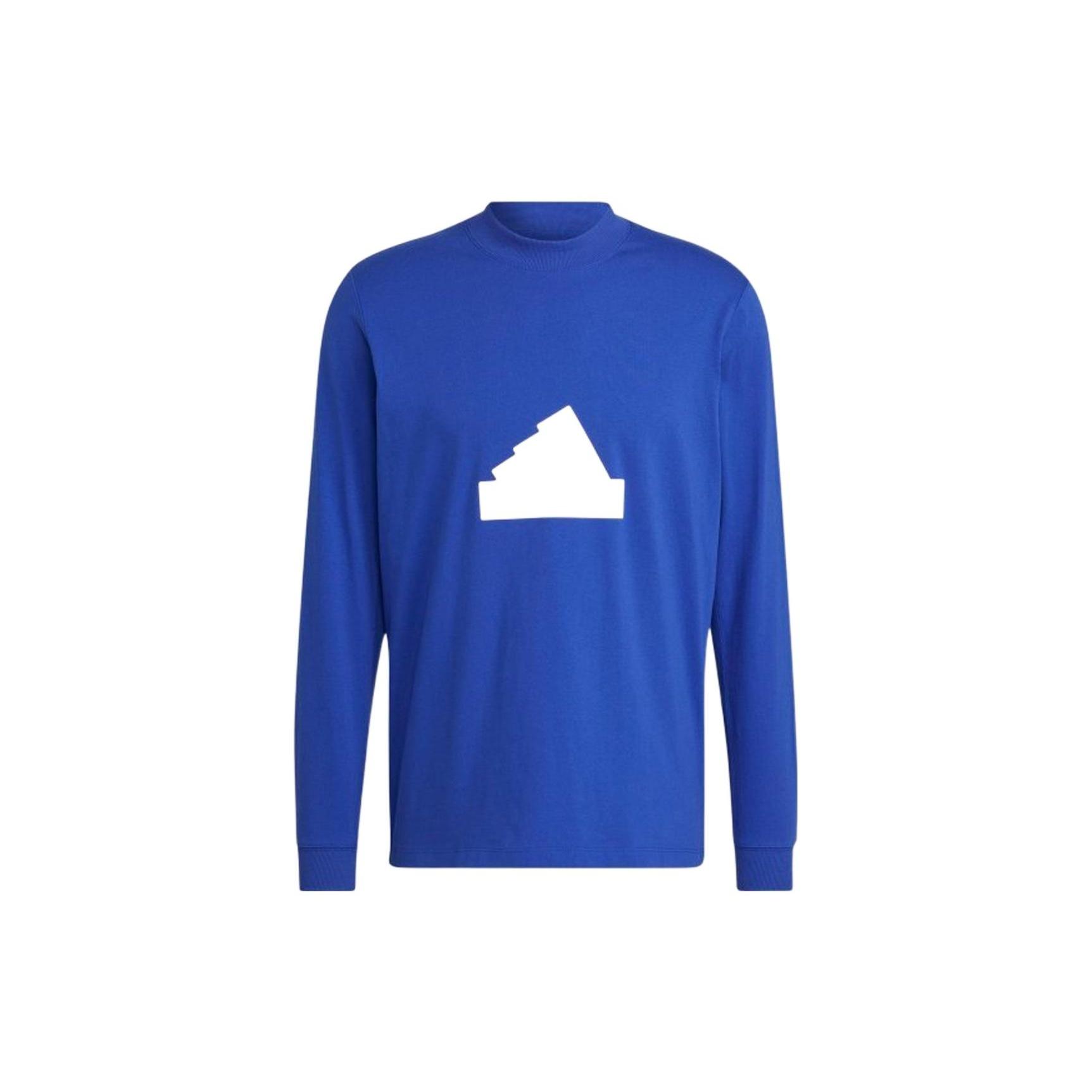 Men s adidas New Cl Ls Tee Logo Pullover Round Neck Long Sleeves Blue T-Shirt HN1957 L