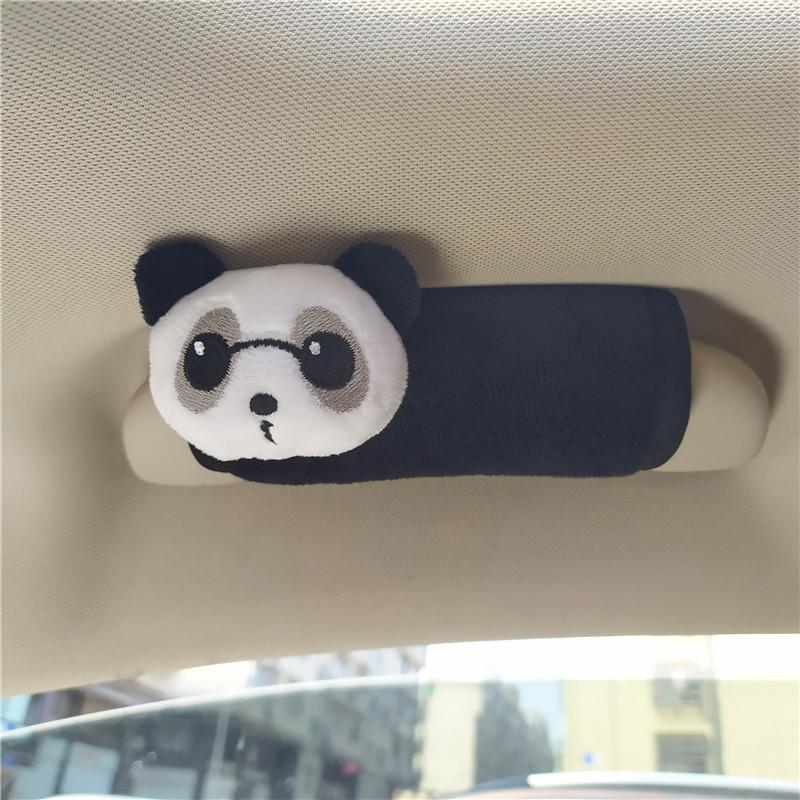 Cute Cartoon Panda Doll Car Interior Door Handle Cover Universal Plush Handbrake Case Protector Auto Roof Holder Protection