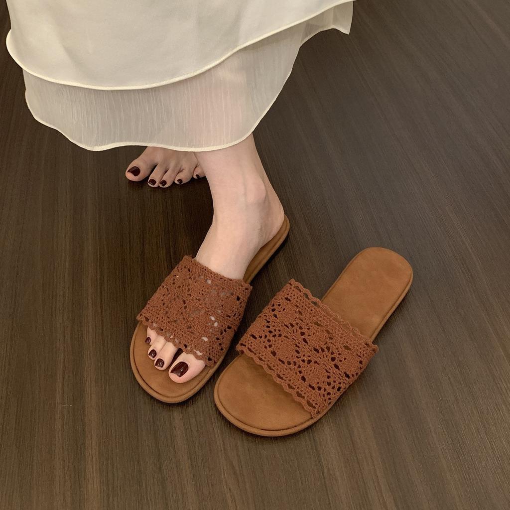 Holiday style beach shoes one-word cool slippers women wear flat sandals