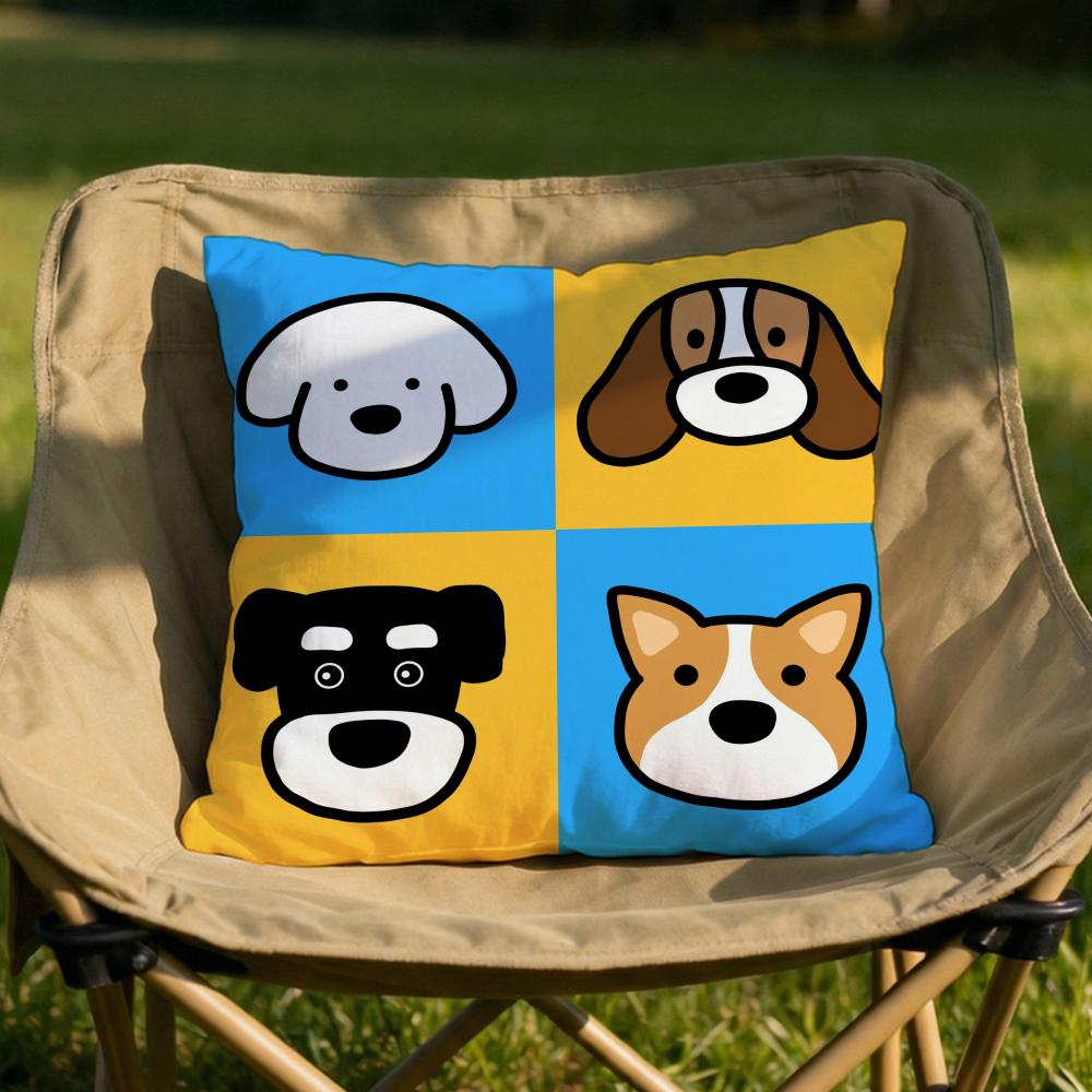 Cartoon Simple Cute Dog Cushion Cover Soft Reversible  Durable Pillow Cover  MultiScene Use for Home  Car Daily Comfort