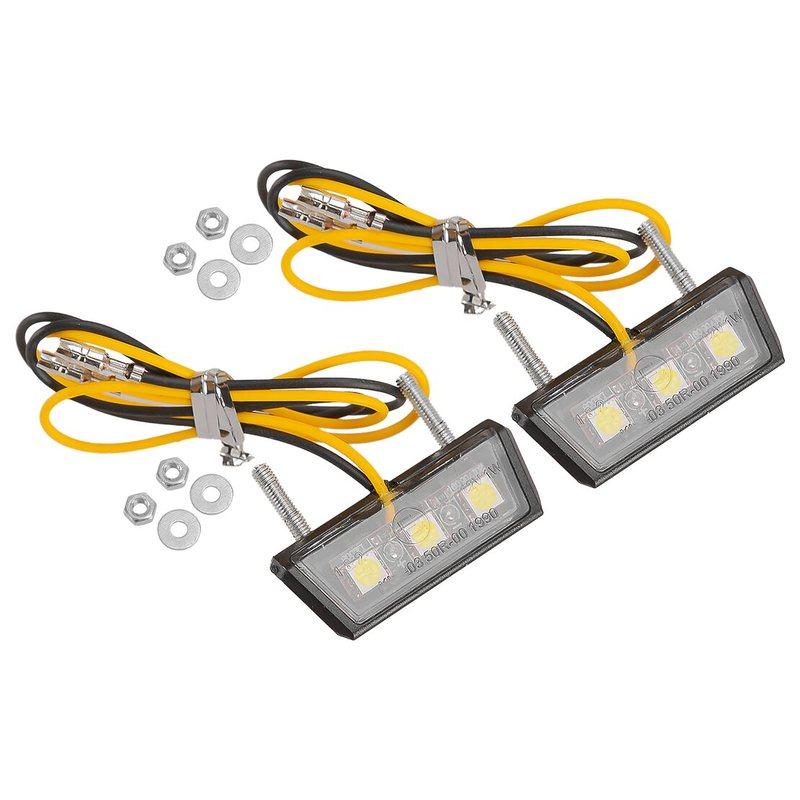 2Pcs White 3LED Motorcycle Motorbikes License Plate Light Mini Rear Tail Number Tag Lamp