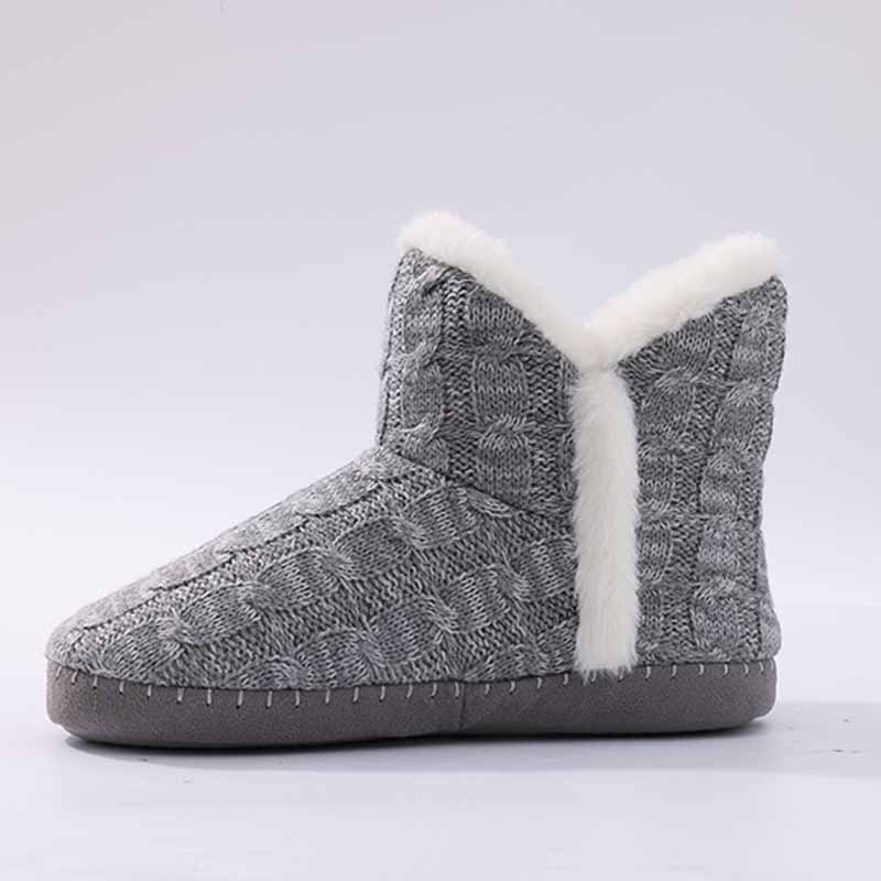 Fashion Litfun Winter Warm Plush Boots For Women Outdoor Soft Sole Non-slip Knit Furry Snow Boots Indoor Cozy Fur House Cotton Slippers