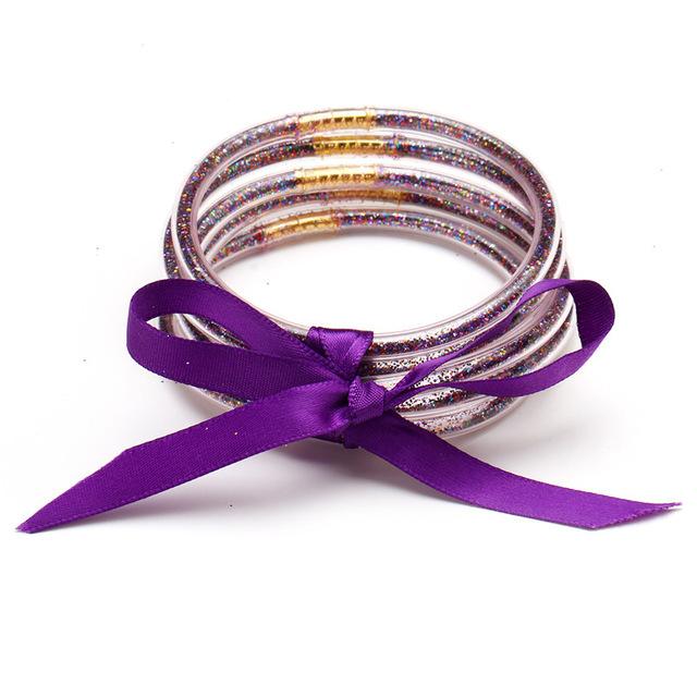 Multilayer Silicone Gold Powder Bracelet Ribbon Set Ladies Bow Christmas Bracelet Bracelet
