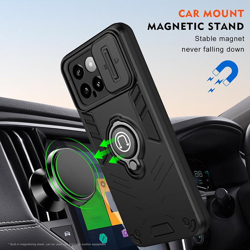 For Xiaomi 14 Shockproof Armor Case For Xiaomi 14 With Car Magnetic Ring Holder Phone Cover For Mi 14 Wireless Charging Cases