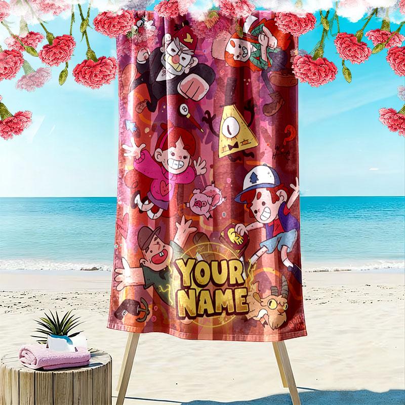 Custom Gravity Falls  Print Beach Towel, Large Soft Quick Dry Towel for Beach Camping Swimming