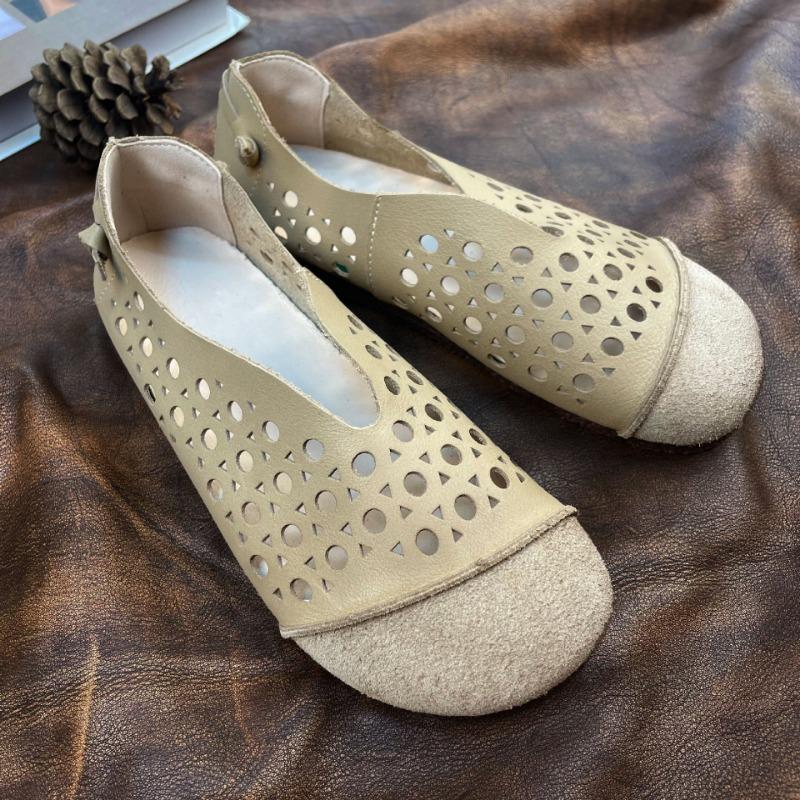 

Женская обувь из натуральной кожи с мягкой подошвой Весенние и летние туфли с выемками Неглубокие туфли Женские одинарные туфли 40 абрикосовый