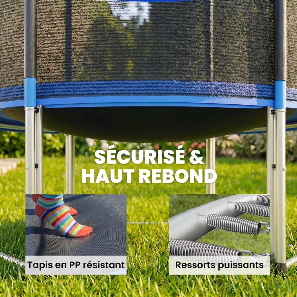 Outdoor Trampoline for Children and Adults, 80 kg Load, 36 Springs, 183 cm, Blue