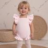 Baby Girls Ruffle Knit Romper Fashionable Bow Embroidery Flying Sleeve Jumpsuits