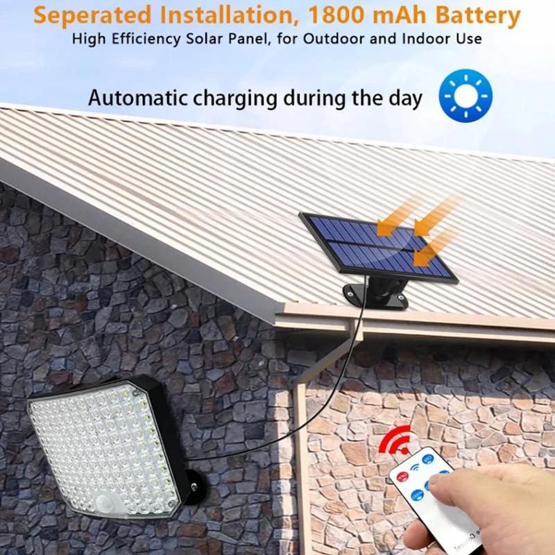 Solar Light Outdoor 106LED Spotlights IP65 Waterproof Motion Sensor Human Induction Solar Flood Security Lights 3 Lighting Modes