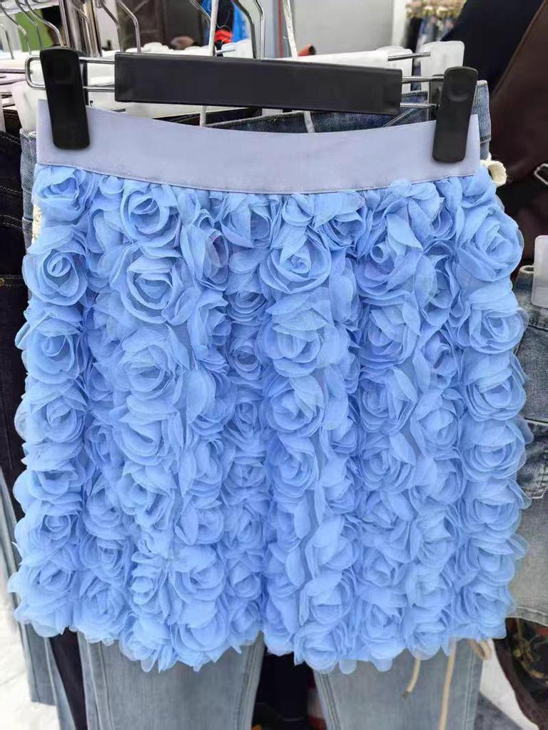 Damen Europäischer & Amerikanischer 3D-Rosen A-Linien-Rock: Eleganten Schlankmachenden Kurzen Rock