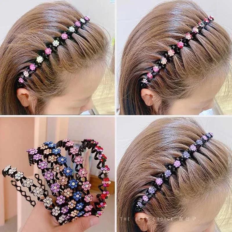 Neue Haarreifen Stirnbänder Lünette Mädchen Haaraccessoires Haarnadeln Mode Perle Rutschfest Strass Haarband Blume Frauen