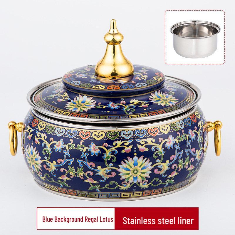 DM Cloisonné Electric Copper Hot Pot