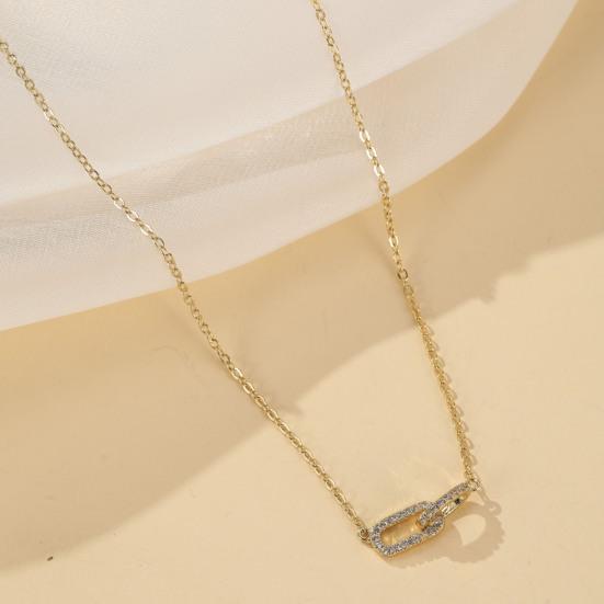 Women Necklace Rhinestone Paper Clip Pendant Adjustable with Extended Length Hollow Chain Lady Clavicle Necklace Neck Jewelry