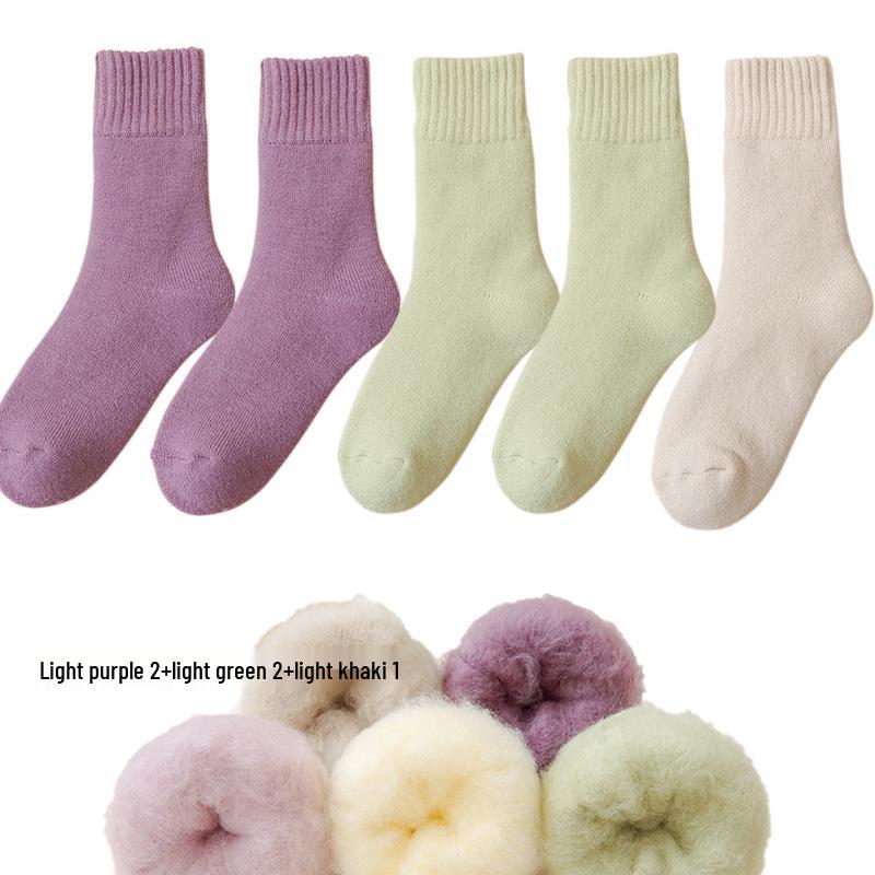 Dámské fleecové ponožky střední délky Zhuji - Silný samet, teplé a pohodlné na podzim/zimu, ideální na spaní nebo lenošení