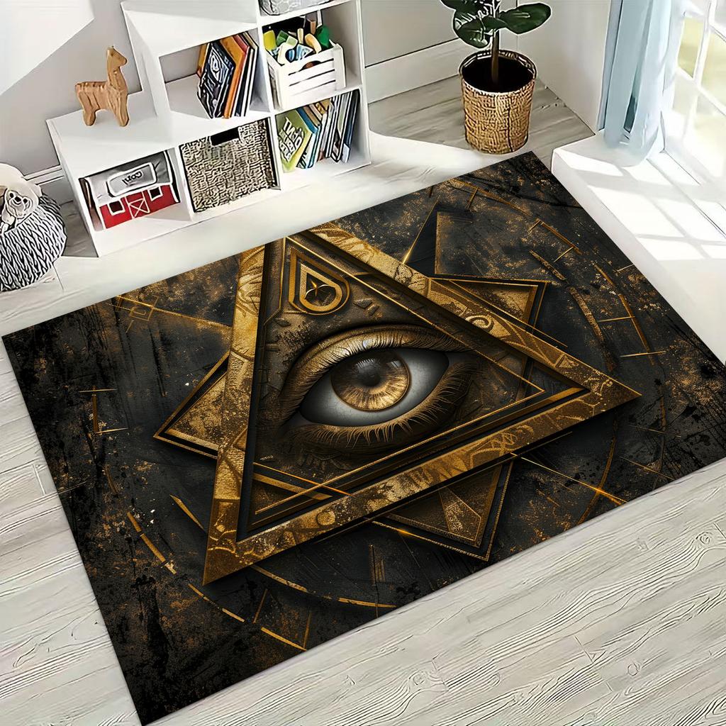 Krásné Vševidoucí oko zednářství Zlé oči Koberec do ložnice obývacího pokoje k pohovce Domácí rohožka Dekor, Dětská hrací protiskluzová podložka na podlahu