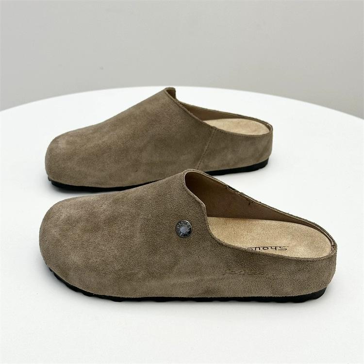 

Soft leather version~ Spring 2025 new Boken shoes platform-soled wind one pedal flat-bottomed lazy bag head half drag women 40