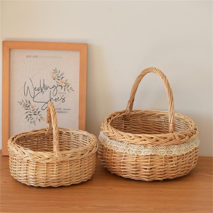 Fruit Bread Basket Breathable Rattan Basket Vegetable Storage Serving Basket for Wedding Home Party Photography
