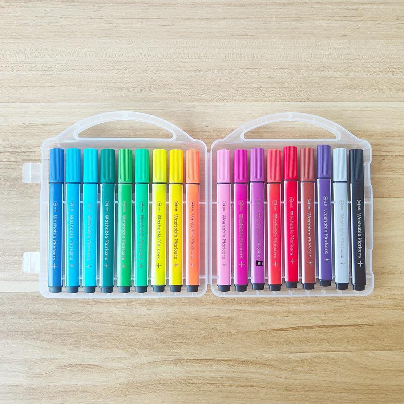 18-Color Triangular Grip Markers for Kids - Ideal for School, Art, DIY, Journals