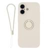 For iPhone 17 Silicone Case with Strap Ring Kickstand Phone Cover