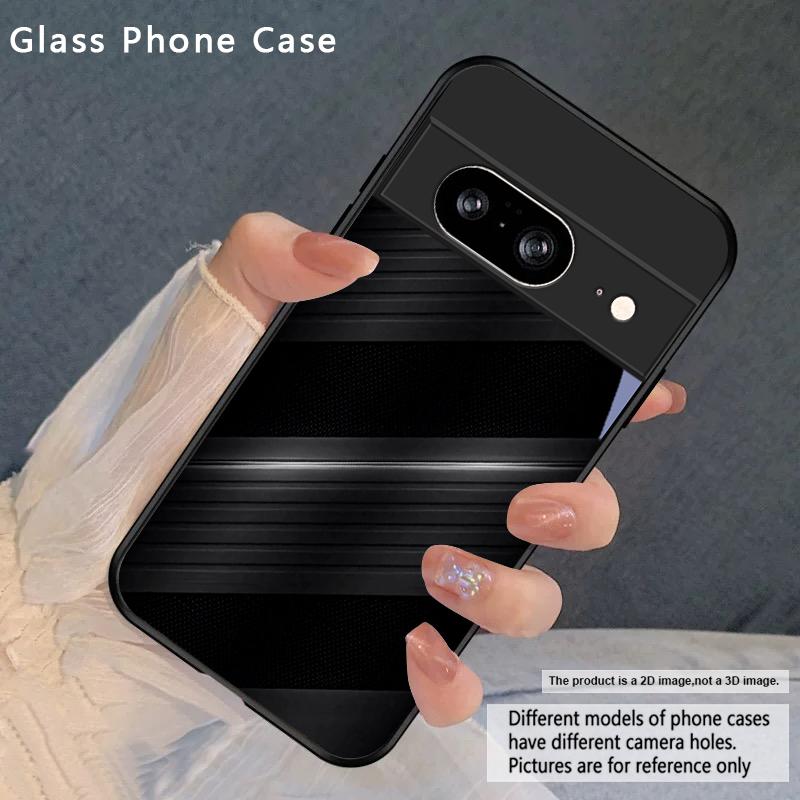 Dark geometric texture For Google Pixel 10 Pro XL Pixel 9 Pro XL Pixel 8a 7a Pixel 7 Pro Pixel 8 7 9 10 Black Glass Phone Case