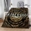 Barbershop retro print blanket children's warm flange blanket home travel blanket bed linings Picnic blanket birthday gift