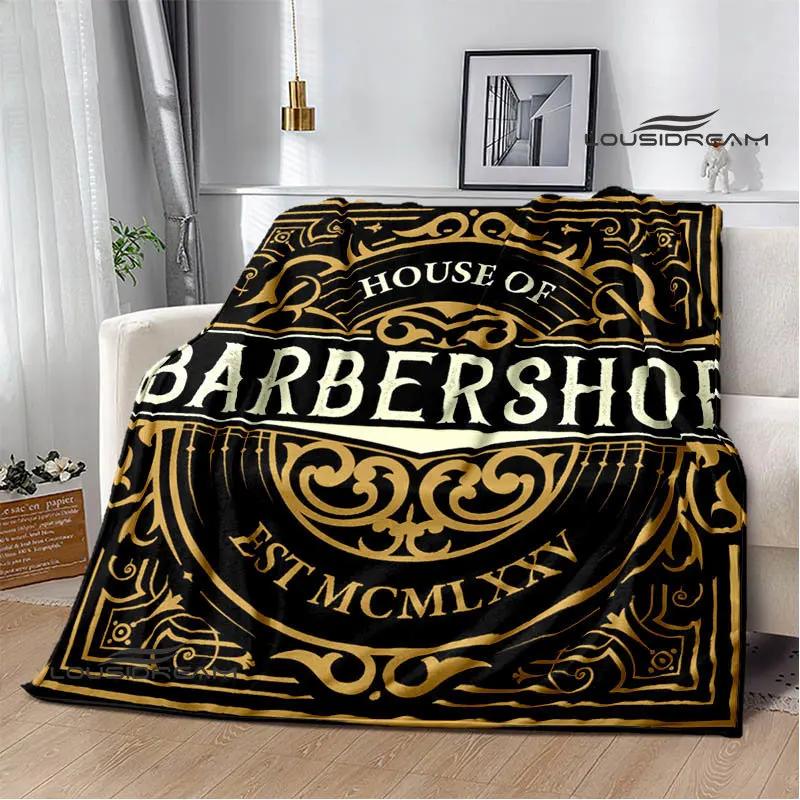 Barbershop retro print blanket children's warm flange blanket home travel blanket bed linings Picnic blanket birthday gift