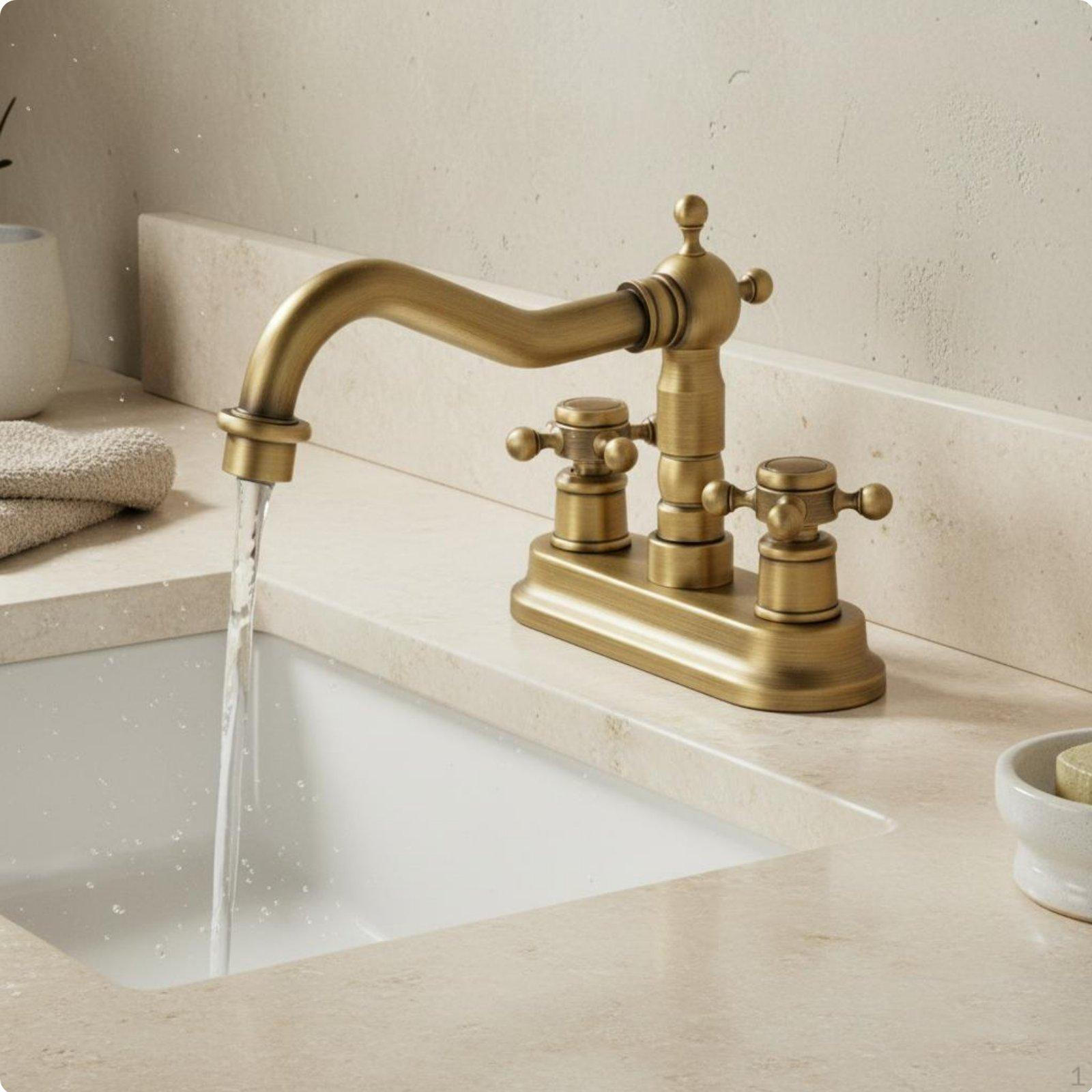 Sink Faucet Bronze Double Control Basin