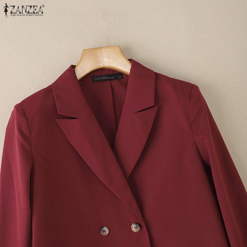 ZANZEA Women Lapel Long Sleeve Casual Thin Cardigan Blazer