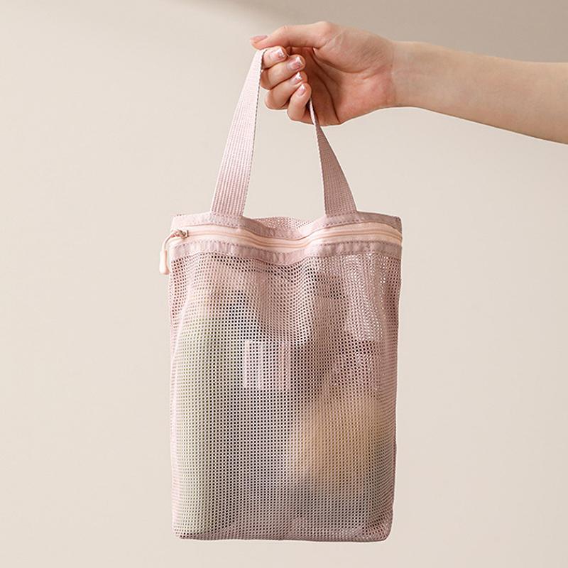 23X26Cm Portable Toiletry Bag With Handy Handle Large Capacity Mesh Toiletry Storage Bag Makeup Bag For Business Trips Travel