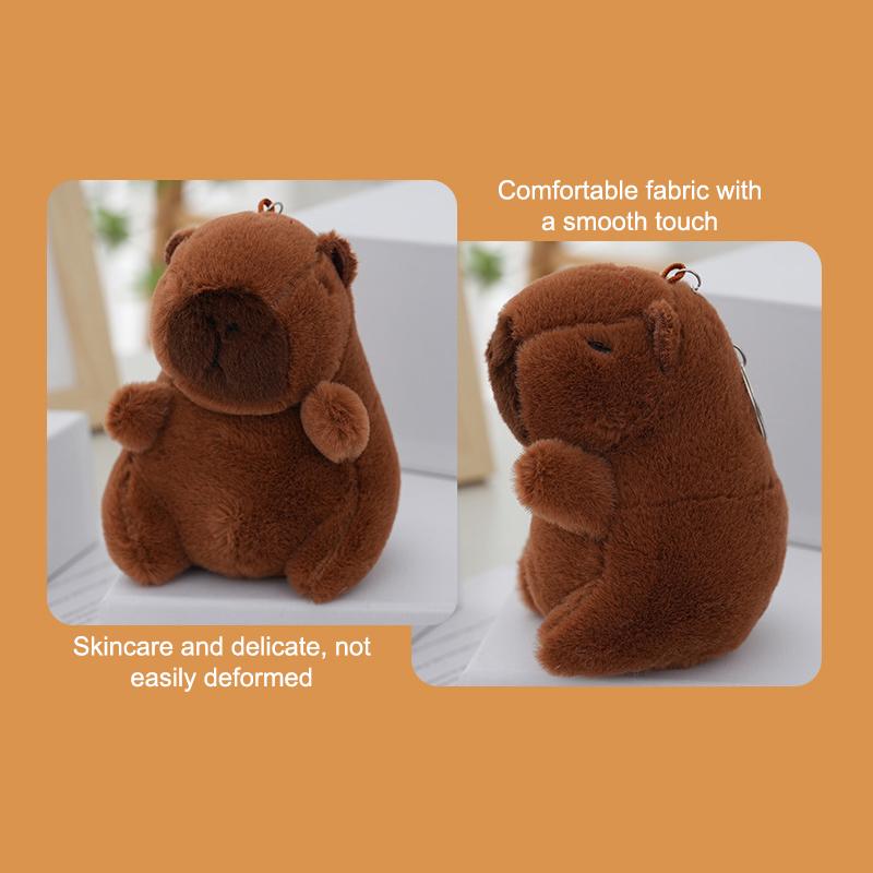 Cute Plush Capybara Keychain Cartoon Animals Toy Stuffed Soft Doll Plush Gift Kid Toys Doll Bag Hanging Ornaments Car Pendant