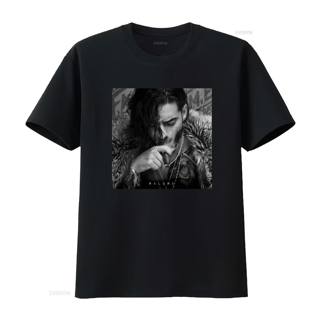 Vintage Streetwear Maluma Rapper Porträt Schwarz Weiß Druck Cool Lässig T-Shirt Vintage Gewaschen Weich Streetwear Atmungsaktiv