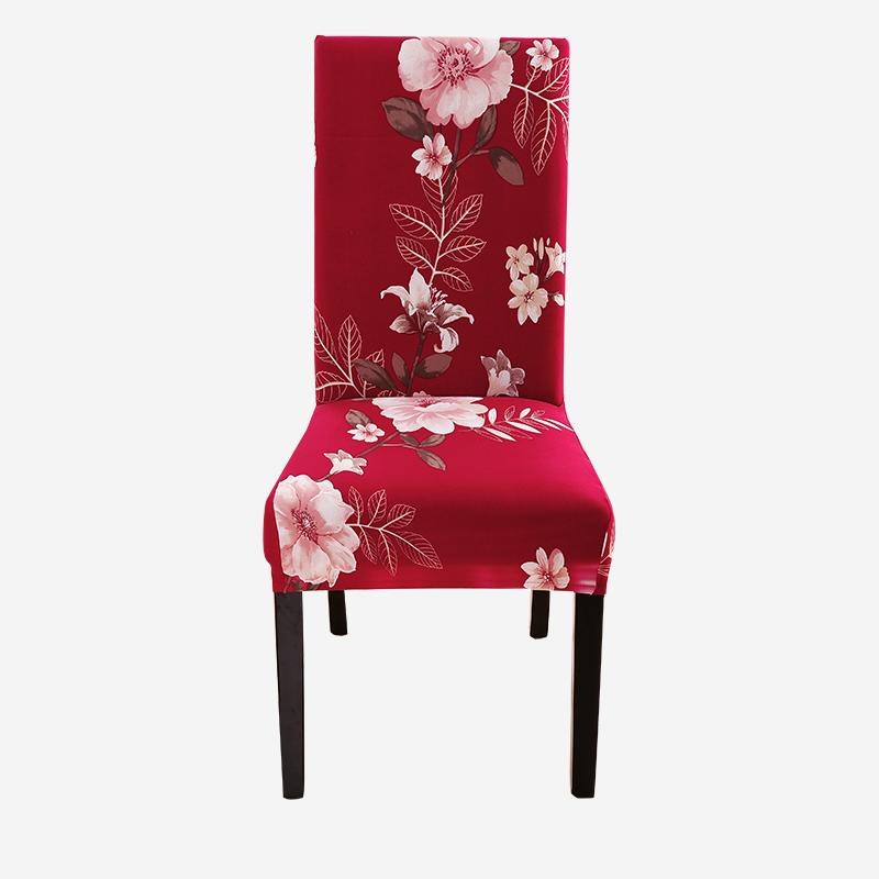 Printed Chair Cover Elastic Kitchen Seat Cover Stretch Spandex Chair Covers For Dining Room Wedding El Banquet Washable 1Pc