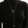 Adjustable Teardrop Pendant Lariat Necklace Gold Tone Snake Chain Minimalist Y Shaped Necklace for Women