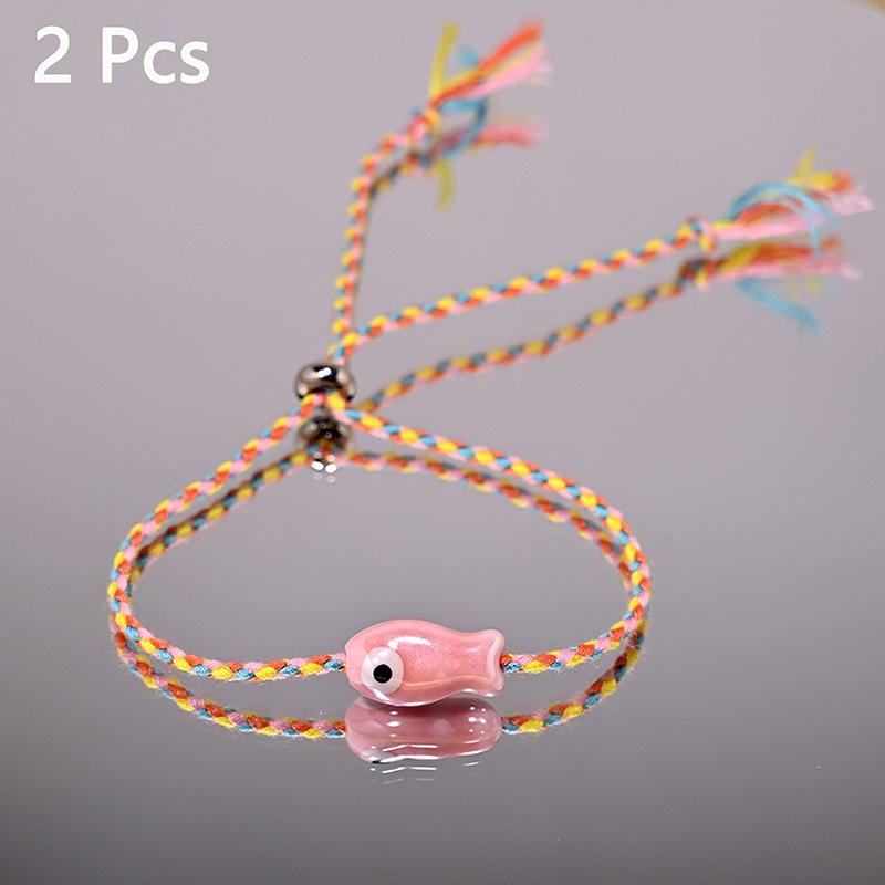 

2/5 шт. Мультяшные милые керамические браслеты с рыбками для женщин, девушек, стильные богемные плетеные вручную браслеты, ювелирные аксессуары, подарки A4