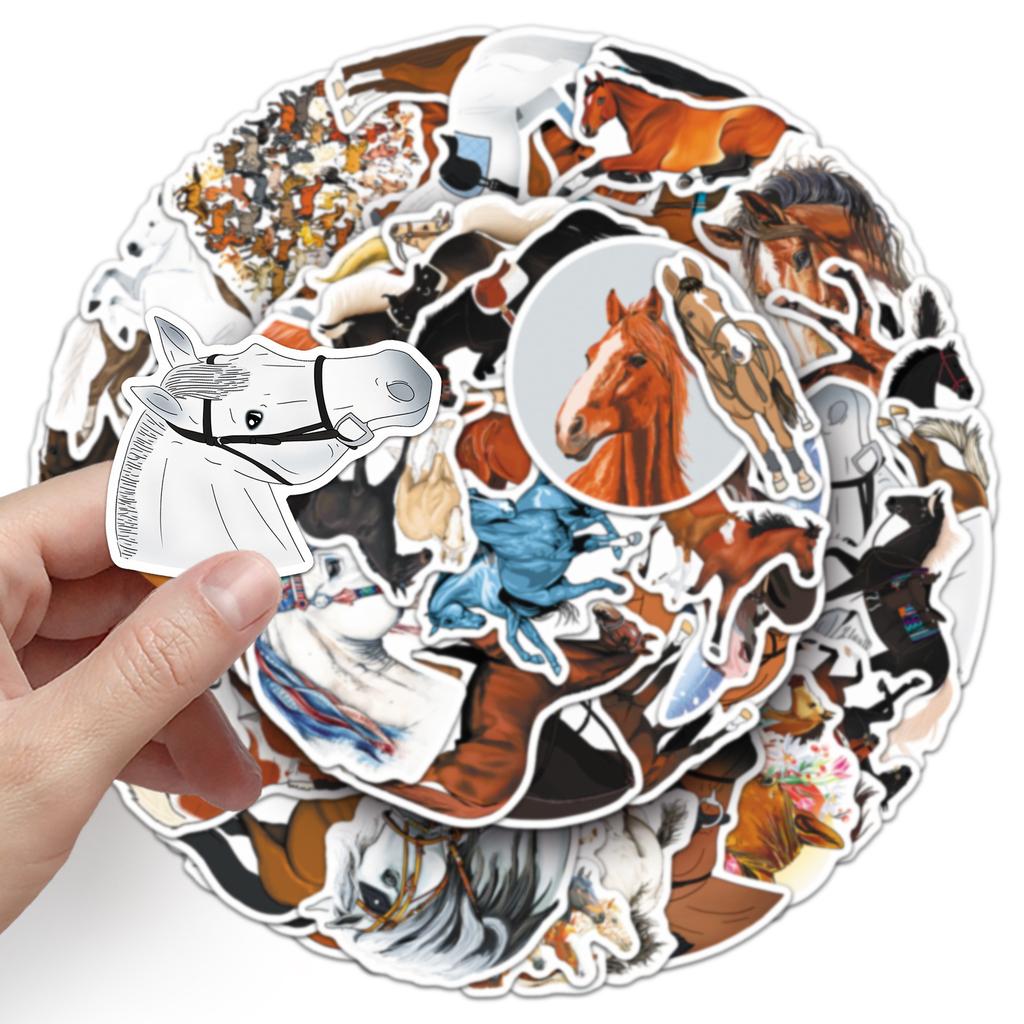 50 Horse Graffiti Stickers Personalized Cartoon Animal Creative Decoration Mobile Phone Case Water Cup Suitcase Stickers