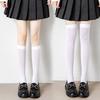 Black White Long Socks Stockings Women JK Japan Style Solid Color Thigh High Stockings High School Girls Striped Knee High Socks