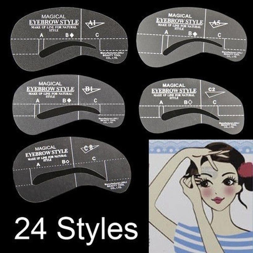 

24 Models/sets Of Eyebrow Modification Template Kit Template Shaping Device DIY Tool Thrush Card Board Stroke Template
