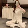 Cream Wind Color Polka Dots Spring And Summer Pajamas Women'S Short-Sleeved Three-Piece Set Simple Loungewear Cloud Cotton Set