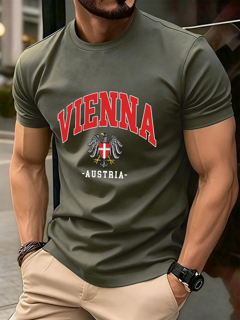 Vienna Austria Letter Local Printing Men TShirt Cotton Summer Soft Oversized Tops ONeck Short Sleeve T Shirt Casual Clothes