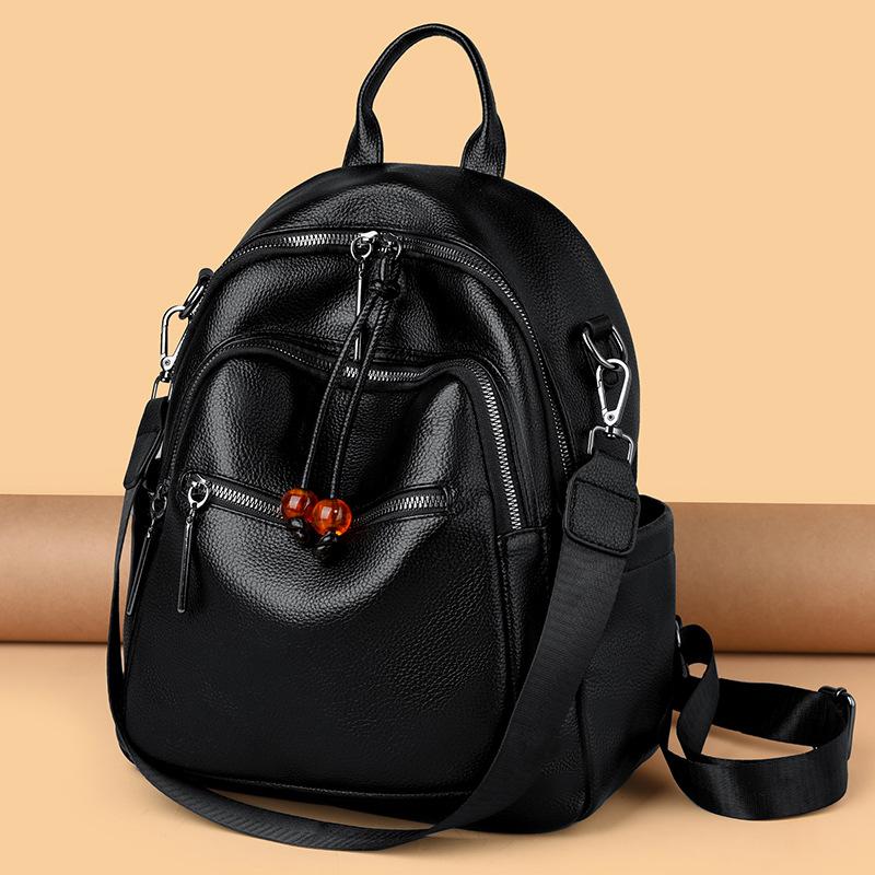 Ryggsäck Damväska Stöldskydd Mode Ryggsäck Mjukt Läder Stor Kapacitet Väska Axelväska