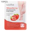 Sadoer Masque pour les pieds adoucissant et éclaircissant à la niacinamide à la fraise, traitement rajeunissant, masque pour les pieds