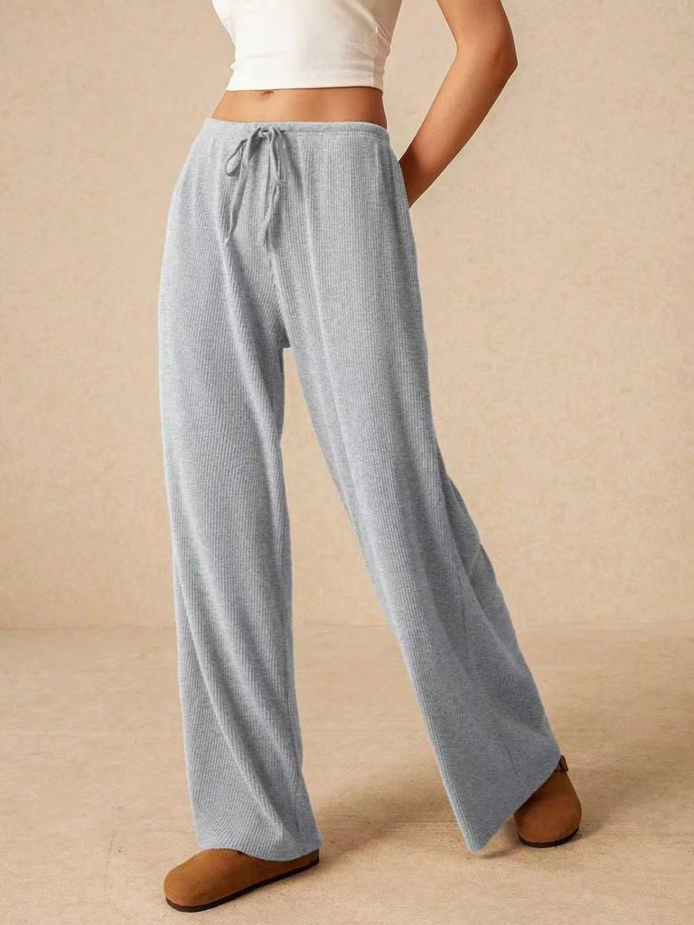 2025 Women's High-Waisted Wide-Leg Floor-Length Casual Pants - Breathable Solid Color, Slimming, Sunscreen, Multi-Occasion