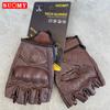 Summer Vintage Leather Motorcycle Half Finger Gloves