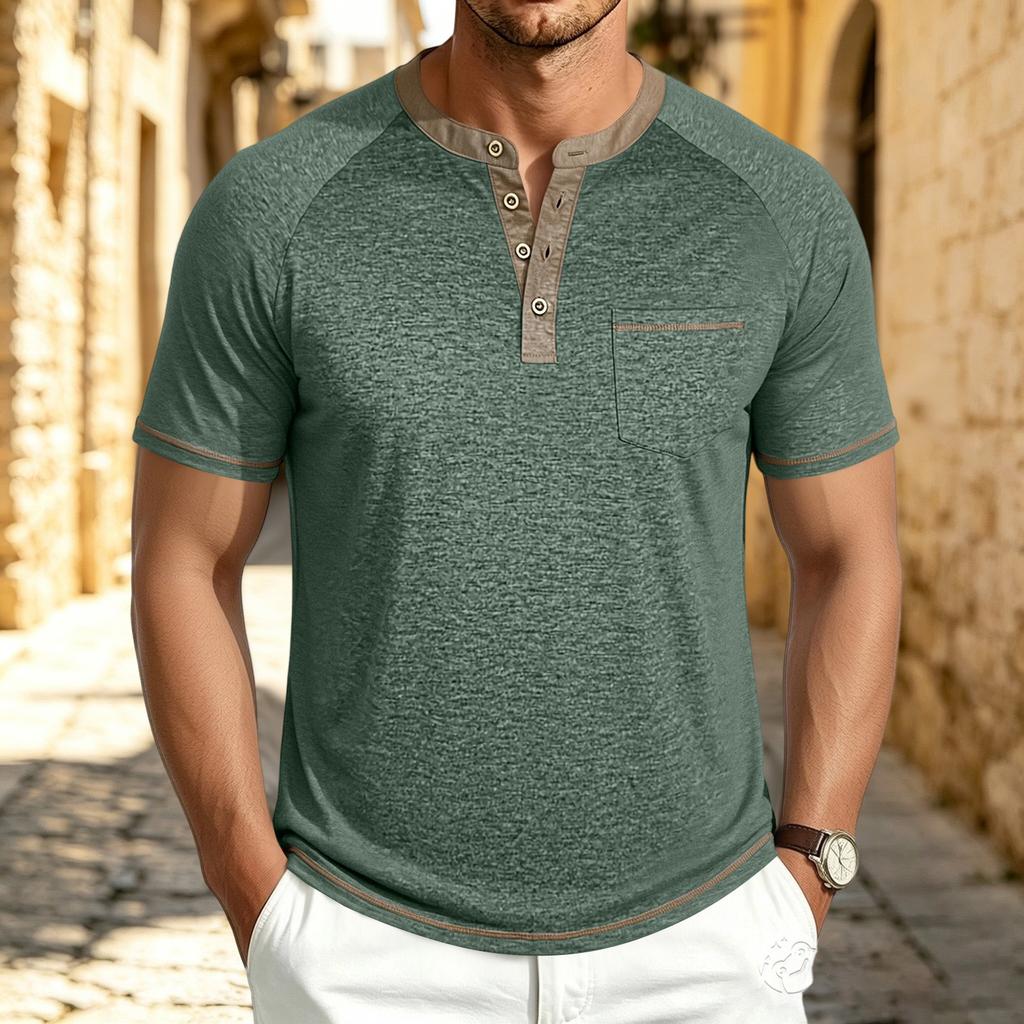 Men's Retro Casual Short Sleeve T-Shirt for Summer Everyday Wear