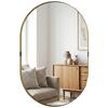 Wall Mirror, Bathroom Mirror with Elevated Aluminium Alloy Frame, 60 x 90 cm, Gold Tone