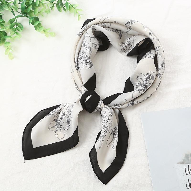 Striped Silk Scarf: 70x70cm Women's Square Scarf, Korean Versatile Style, Professional Summer Thin Decorative Scarf
