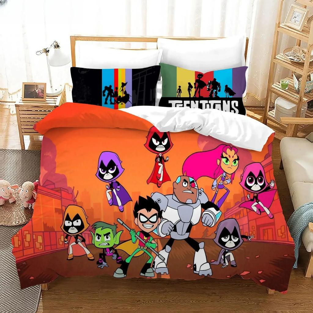 3D Teen Titans Go Cartoon Bedding Set Single Twin Double Queen King Cal King Size Bed Linen Set